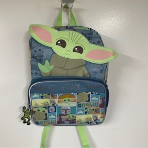 Kids Star Wars Baby Yoda Backpack 2 Pocket 2 Water Bottle Holders NWT